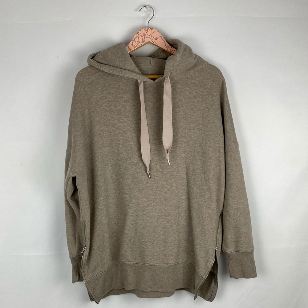 Aerie Brown Oversized Side Zip Ribbon Hoodie